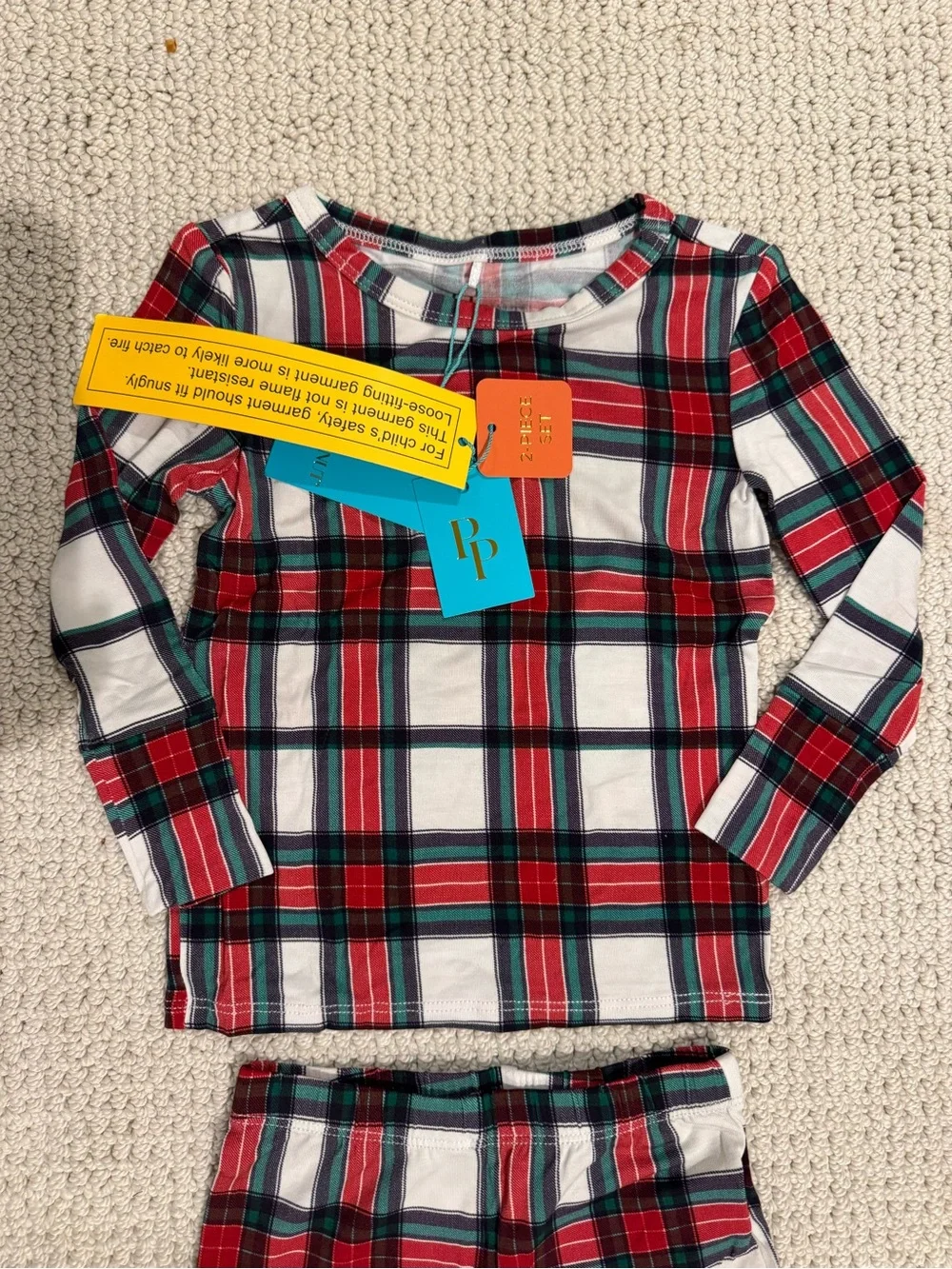 NWT POSH PEANUT Plaid 2-piece pajama set size 18-24 months